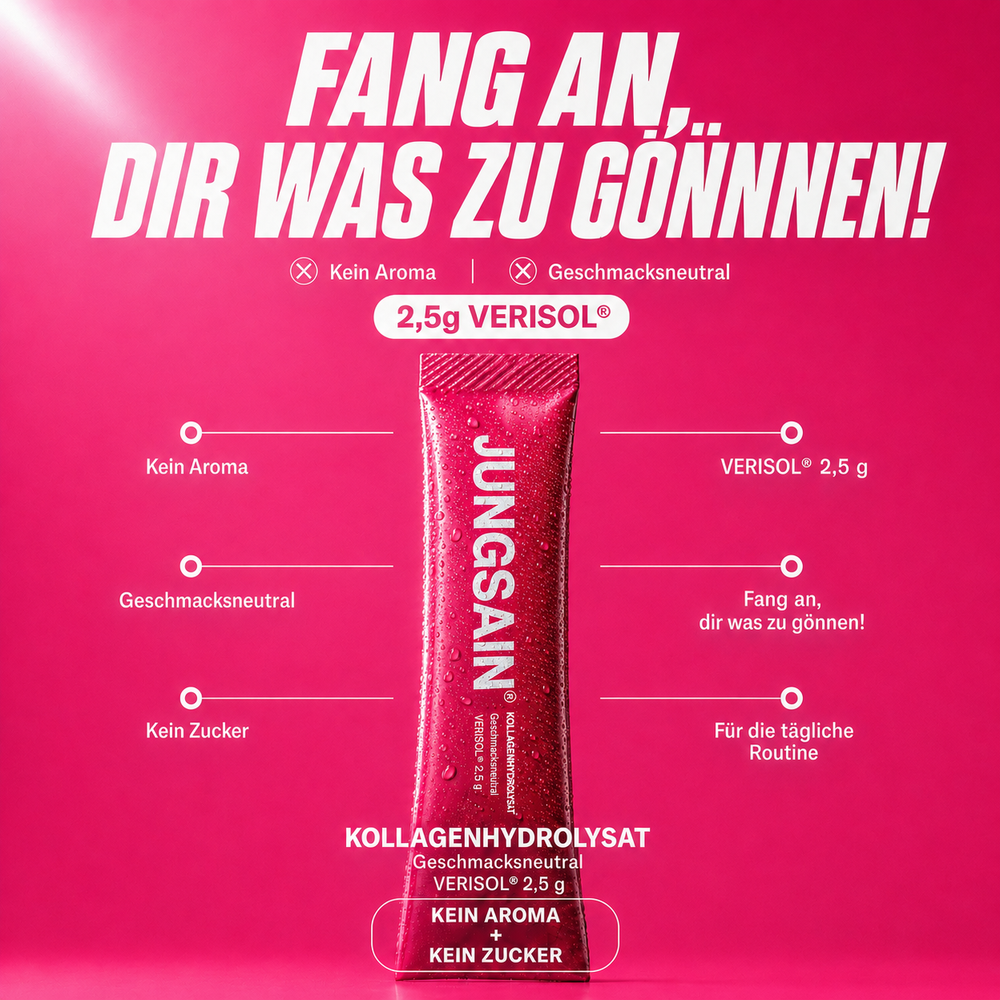 JUNGSAIN Kollagen Stick VERISOL® – Nahaufnahme des geöffneten Sticks mit Pulver