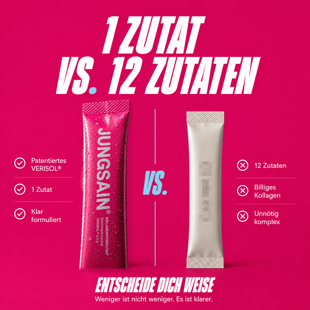 JUNGSAIN Kollagen Stick VERISOL® – Nahaufnahme des geöffneten Sticks mit Pulver